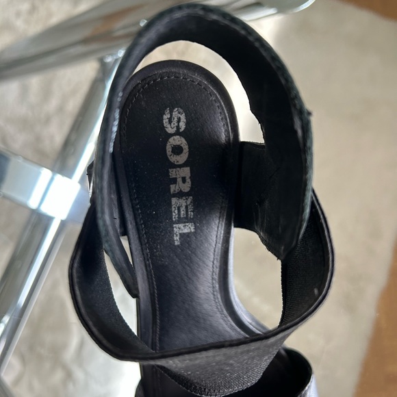 Sorel Black leather and pattern high heel sandal - Picture 4 of 4